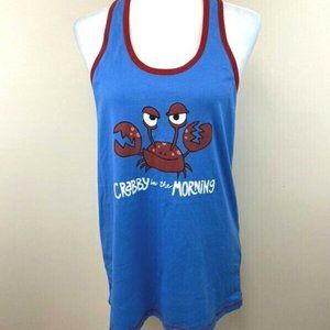 Lazy One L Crabby In The Morning Blue Red Crab Sleep Tank Top FLAW Womens